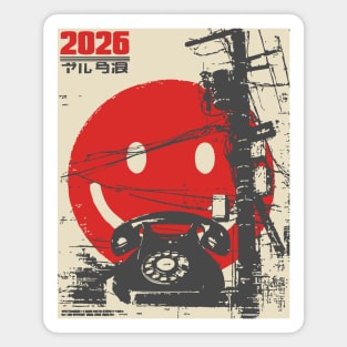 Welcome 2026 - Brutalist Industrial Smiley Face Magnet